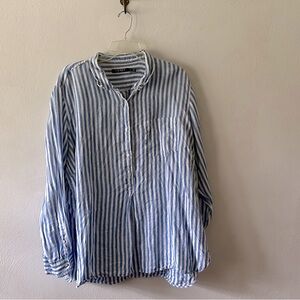 Ralph Lauren Blue and White Striped Button Down Shirt